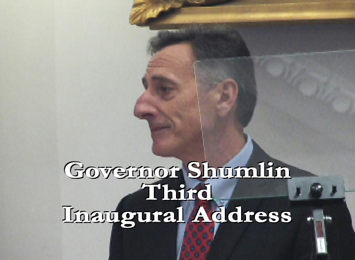 Vermont Governor Peter Shumlin Third Inaugural Address Governor Peter Shumlin�s third inaugural address at the Vermont State House in Montpelier, VT on January 8, 2015. View at: https://vimeopro.com/vtvt/underthegoldendome2015/video/116440740